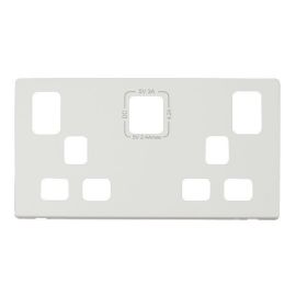Click SCP486PW Definity Polar White Screwless 2 Gang 13A 1x USB-A 1x USB-C Switched Socket Cover Plate image