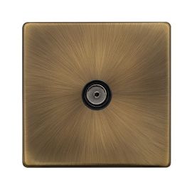 Click SFAB065BK Definity Complete Antique Brass Screwless 1 Gang Non-Isolated Coaxial Outlet image