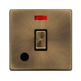 Click SFAB523BK Definity Complete Antique Brass Screwless 20A 2 Pole Flex Outlet Neon Plate Switch image