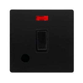 Click SFBK023BK Definity Complete Matt Black Screwless 20A 2 Pole Flex Outlet Neon Plate Switch