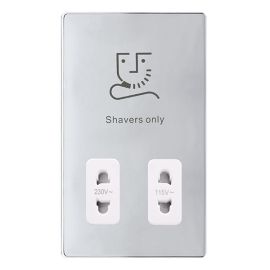 Click SFCH100PW Definity Complete Polished Chrome Screwless 115-230V Dual Voltage Shaver Socket - White Insert image