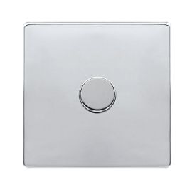 Click SFCH161 Definity Complete Polished Chrome Screwless 1 Gang 100W 2 Way Trailing Edge Dimmer Switch image