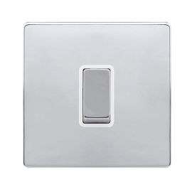 Click SFCH411PW Definity Complete Polished Chrome Screwless 1 Gang 10AX 2 Way Plate Switch - White Insert image