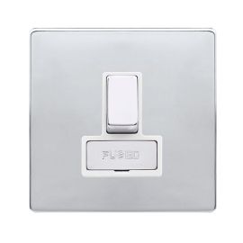 Click SFCH751PW Definity Complete Polished Chrome Screwless 1 Gang 13A 2 Pole Switched Fused Spur Unit - White Insert image