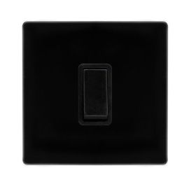 Click SFMB011BK Definity Complete Metal Black Screwless 1 Gang 10AX 2 Way Plate Switch image