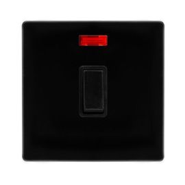 Click SFMB623BK Definity Complete Metal Black Screwless 1 Gang 20A 2 Pole Neon Plate Switch