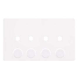 Click SFMW144PL Definity Complete Metal White Screwless 2 Gang 4 Aperture Unfurnished Dimmer Plate image