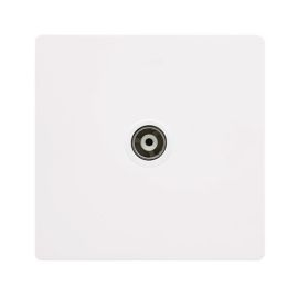 Click SFMW158PW Definity Complete Metal White Screwless 1 Gang Isolated Coaxial Outlet image