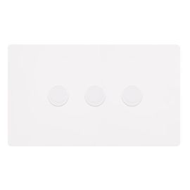 Click SFMW163 Definity Complete Metal White Screwless 3 Gang 100W 2 Way Trailing Edge Dimmer Switch