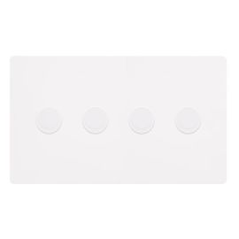 Click SFMW164 Definity Complete Metal White Screwless 4 Gang 100W 2 Way Trailing Edge Dimmer Switch