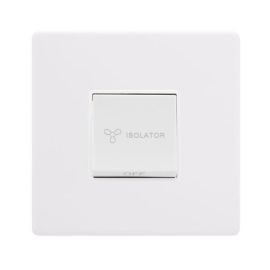 Click SFPW020PW Definity Complete Polar White Screwless 1 Gang 10A 3 Pole Fan Isolation Plate Switch image