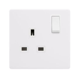 Click SFPW035PW Definity Complete Polar White Screwless 1 Gang 13A 2 Pole Switched Socket