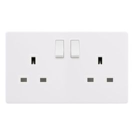 Click SFPW036PW Definity Complete Polar White Screwless 2 Gang 13A 2 Pole Switched Socket