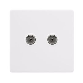 Click SFPW066PW Definity Complete Polar White Screwless 2 Gang Non-Isolated Coaxial Outlet image