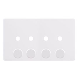 Click SFPW144PL Definity Complete Polar White Screwless 2 Gang 4 Aperture Unfurnished Dimmer Plate image