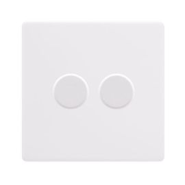 Click SFPW162 Definity Complete Polar White Screwless 2 Gang 100W 2 Way Trailing Edge Dimmer Switch