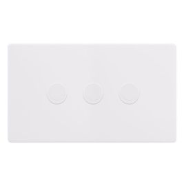 Click SFPW163 Definity Complete Polar White Screwless 3 Gang 100W 2 Way Trailing Edge Dimmer Switch image