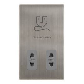 Click SFSS100GY Definity Complete Stainless Steel Screwless 115-230V Dual Voltage Shaver Socket - Grey Insert image