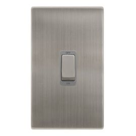 Click SFSS502GY Definity Complete Stainless Steel Screwless 2 Gang Vertical 50A 2 Pole Plate Switch - Grey Insert image