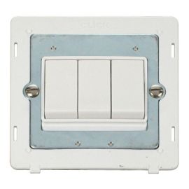 Click SIN013PW White Definity 3 Gang 10AX 2 Way Plate Switch Insert - White Insert