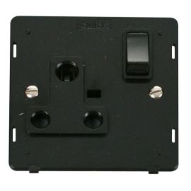 Click SIN034BK Black Definity 15A Switched Round Pin Socket Insert - Black Insert image