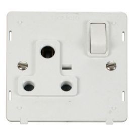 Click SIN034PW White Definity 15A Switched Round Pin Socket Outlet Insert - White Insert image