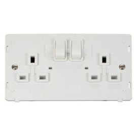 Click SIN036PW White Definity 2 Gang 13A 2 Pole Switched Socket Insert - White Insert image