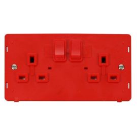 Click SIN036RD Red Definity 2 Gang 13A 2 Pole Switched Socket Insert - Red Insert image