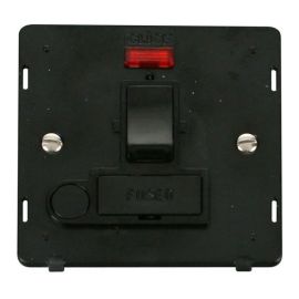 Click SIN052BK Black Definity 13A 2 Pole Flex Outlet Neon Switched Fused Spur Unit Insert - Black Insert image