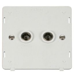 Click SIN066PW White Definity 2 Gang Non-Isolated Coaxial Outlet Insert - White Insert image