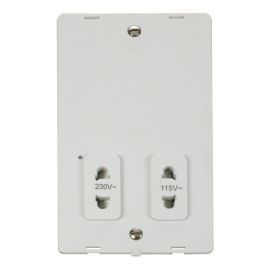 Click SIN100PW White Definity 115-230V Dual Voltage Shaver Socket Outlet Insert - White Insert