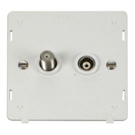 Click SIN157PW White Definity Isolated Satellite Coaxial Outlet Insert  - White Insert image