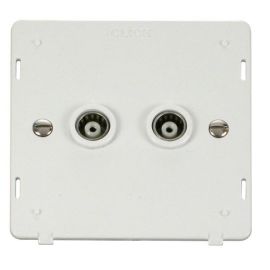 Click SIN159PW White Definity 2 Gang Isolated Coaxial Outlet Insert  - White Insert image
