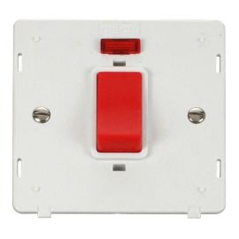 Click SIN201PW White Definity 1 Gang 45A 2 Pole Neon Plate Switch Insert - White Insert image