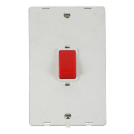 Click SIN202PW White Definity 2 Gang 45A 2 Pole Vertical Plate Switch Insert - White Insert image