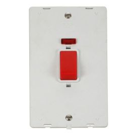 Click SIN203PW White Definity 2 Gang 45A 2 Pole Vertical Neon Plate Switch Insert - White Insert image