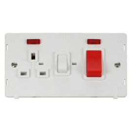 Click SIN205PW White Definity 2 Gang 45A 2 Pole Switch 13A 2 Pole Neon Switched Socket Outlet Insert - White Insert image