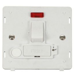 Click SIN252PW White Definity 13A Flex Outlet Neon Lockable Switched Fused Spur Unit Insert  - White Insert image