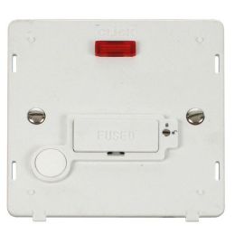 Click SIN253PW White Definity 13A Flex Outlet Neon Lockable Fused Spur Unit Insert  - White Insert image