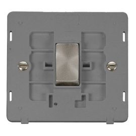 Click SIN411GYBS Brushed Steel Definity Ingot 1 Gang 10AX 2 Way Plate Switch Insert - Grey Insert image