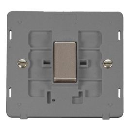 Click SIN411GYSS Stainless Steel Definity Ingot 1 Gang 10AX 2 Way Plate Switch Insert - Grey Insert image