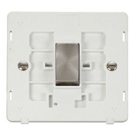 Click SIN411PWBS Brushed Steel Definity Ingot 1 Gang 10AX 2 Way Plate Switch Insert - White Insert