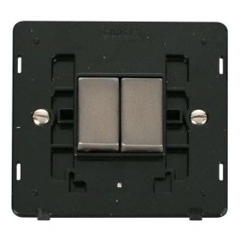 Click SIN412BKSS Stainless Steel Definity Ingot 2 Gang 10AX 2 Way Plate Switch Insert - Black Insert image