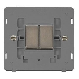 Click SIN412GYSS Stainless Steel Definity Ingot 2 Gang 10AX 2 Way Plate Switch Insert - Grey Insert image