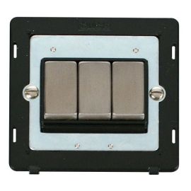 Click SIN413BKSS Stainless Steel Definity Ingot 3 Gang 10AX 2 Way Plate Switch Insert - Black Insert image