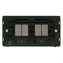 Click SIN414BKSS Stainless Steel Definity Ingot 4 Gang 10AX 2 Way Plate Switch Insert - Black Insert image