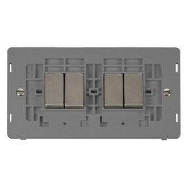 Click SIN414GYSS Stainless Steel Definity Ingot 4 Gang 10AX 2 Way Plate Switch Insert - Grey Insert image