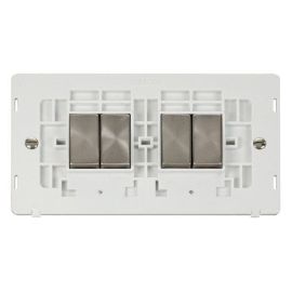 Click SIN414PWBS Brushed Steel Definity Ingot 4 Gang 10AX 2 Way Plate Switch Insert - White Insert