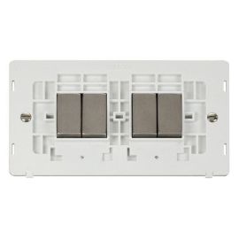 Click SIN414PWSS Stainless Steel Definity Ingot 4 Gang 10AX 2 Way Plate Switch Insert - White Insert