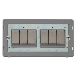Click SIN416GYSS Stainless Steel Definity Ingot 6 Gang 10AX 2 Way Plate Switch Insert - Grey Insert image